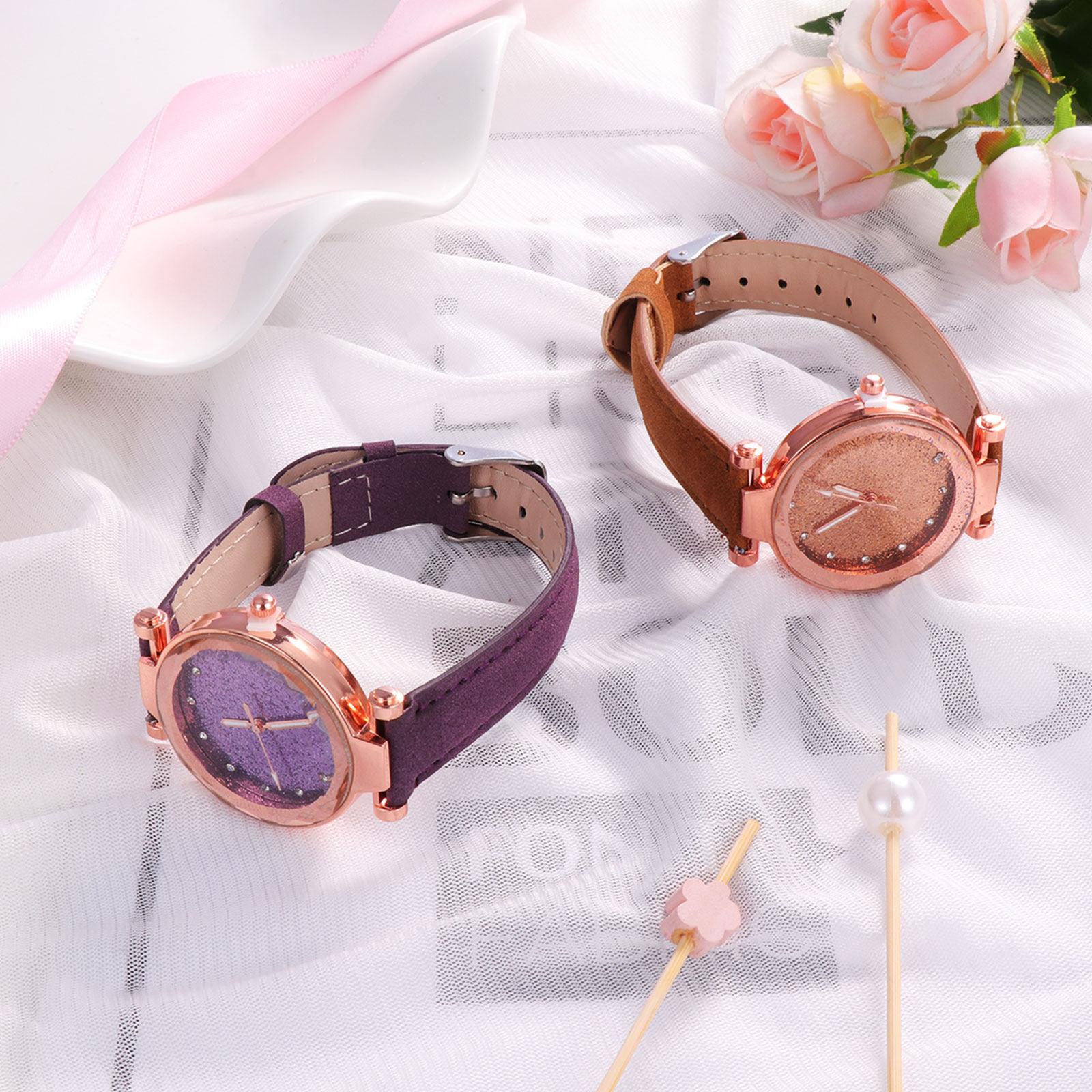 Luxury Watch Gift For Her - 2 relógios de pulso femininos, relógios