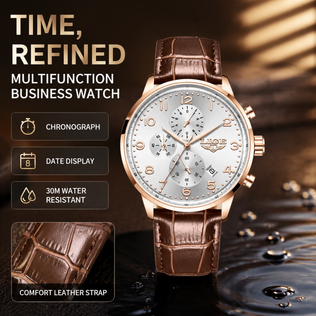 Relógio Masculino LIGE Novo, M - Luxury Watch Top 10 avaliação e preço